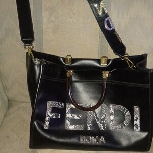 Fendi Black Tote with Logo Accents